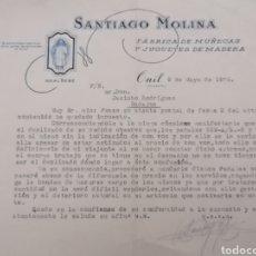 Cartas comerciales: ONIL. ALICANTE. SANTIAGO MOLINA. FABRICA DE MUÑECAS Y JUGUETES MADERA. CARTA COMERCIAL, 1935. Lote 304856343