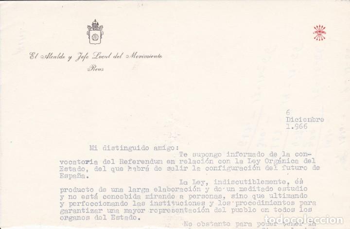 Cartas comerciales: carta Alcalde de Reus 1966 - Foto 1
