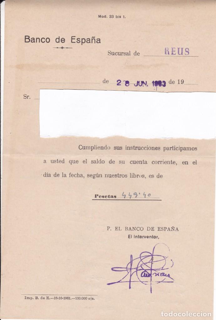 Commercial Letters: Banco de Espa&ntilde;a sucursal de Reus 1963