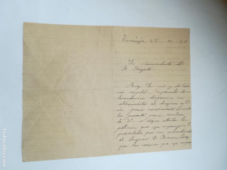 Commercial Letters: CARTA COMERCIAL. MANUSCRITA DE MODESTA PERAL. TORREVIEJA. 1921. COMANDANTE DEL R. REGENTE. VER