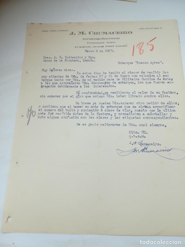 Lettres commerciales: CARTA COMERCIAL. J.M.CHUMACEIRO. 1927. CURACAO.