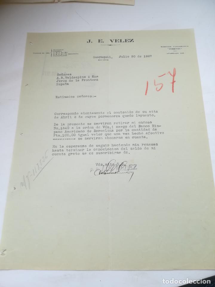 Lettres commerciales: CARTA COMERCIAL. J.E.VELEZ. IMPORTADOR - EXPORTADOR. 1927. GUAYAQUIL, ECUADOR.