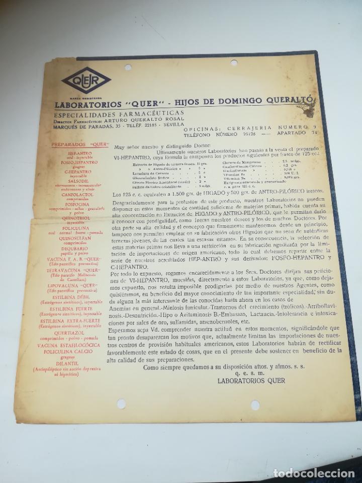 Lettres commerciales: CARTA COMERCIAL CON PUBLICIDAD DE FARMACIA. LABORATORIOS QUER. HIJOS DE DOMINGO QUERALTO. SEVILLA