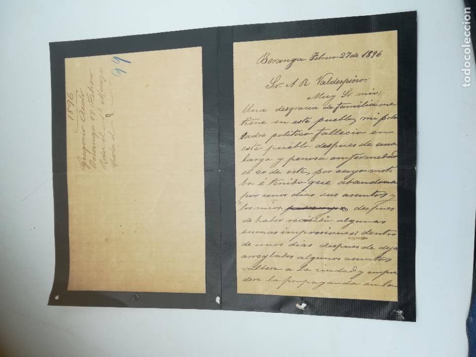 Lettres commerciales: CARTA COMERCIAL. MANUSCRITA. GREGORIO AEDO. BERANGA, SANTANDER. 1896