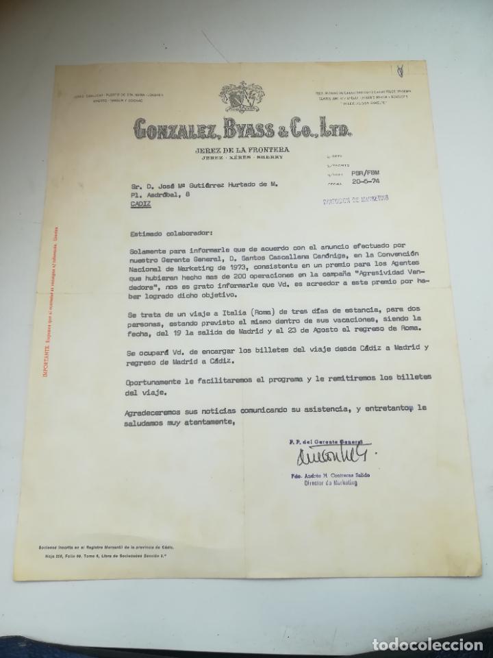 Lettres commerciales: CARTA COMERCIAL. GONZALEZ, BYASS & CO, LTD. JEREZ DE LA FRONTERA. 1974