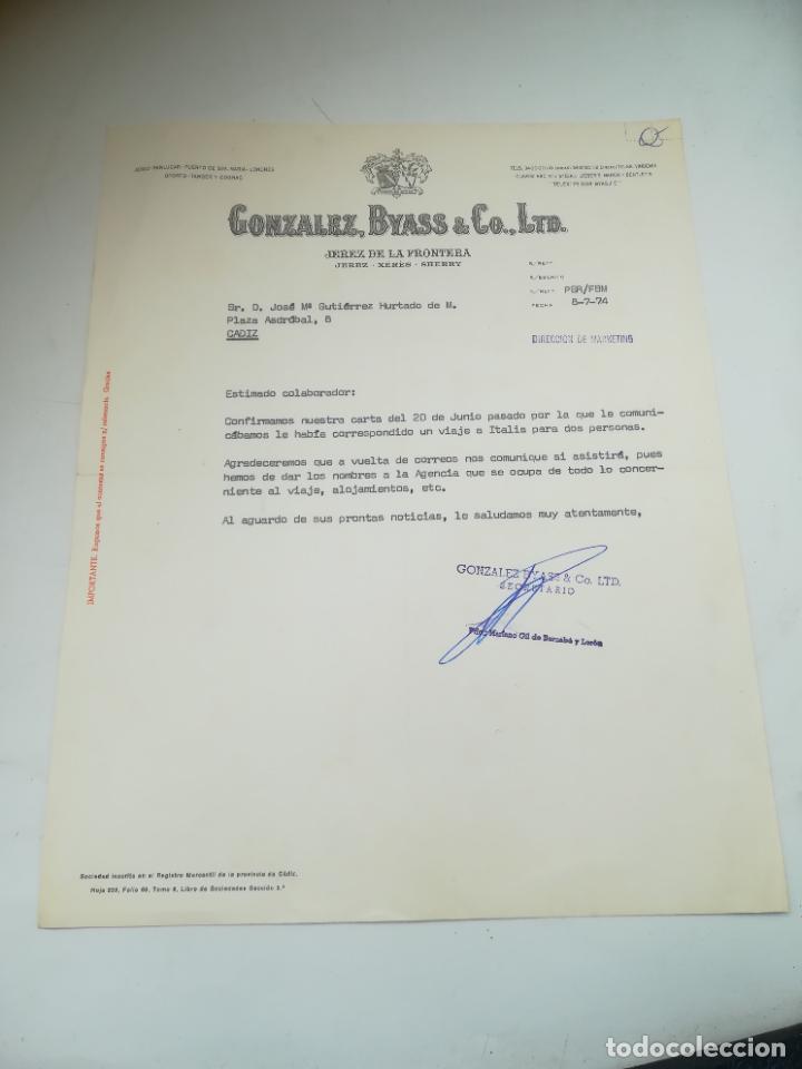Lettres commerciales: CARTA COMERCIAL. GONZALEZ, BYASS & CO, LTD. JEREZ DE LA FRONTERA. 1974