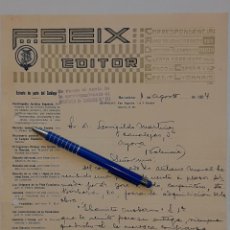 Cartas comerciales: ANTIGUA CARTA EDITORIAL F. SEIX BARCELONA 1924. Lote 310979103