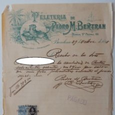 Cartas comerciales: BARCELONA 1898 / PELETERIA DE PEDRO M. BERTRAN - CONFECCIONES EXPORTACIONES / BONITA CABECERA. Lote 313119263