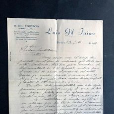 Cartas comerciales: CARIÑENA AÑO 1933 / HOSTAL DEL COMERCIO / LUIS GIL JAIME / ZARAGOZA