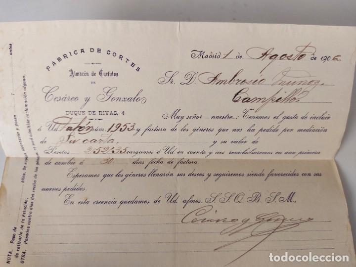 Lettres commerciales: ANTIGUA CARTA COMERCIAL DE 1906 - FABRICA DE CORTES ALMACEN DE CURTIDOS CESAREO Y GONZ&Aacute;LEZ - DUQUE R