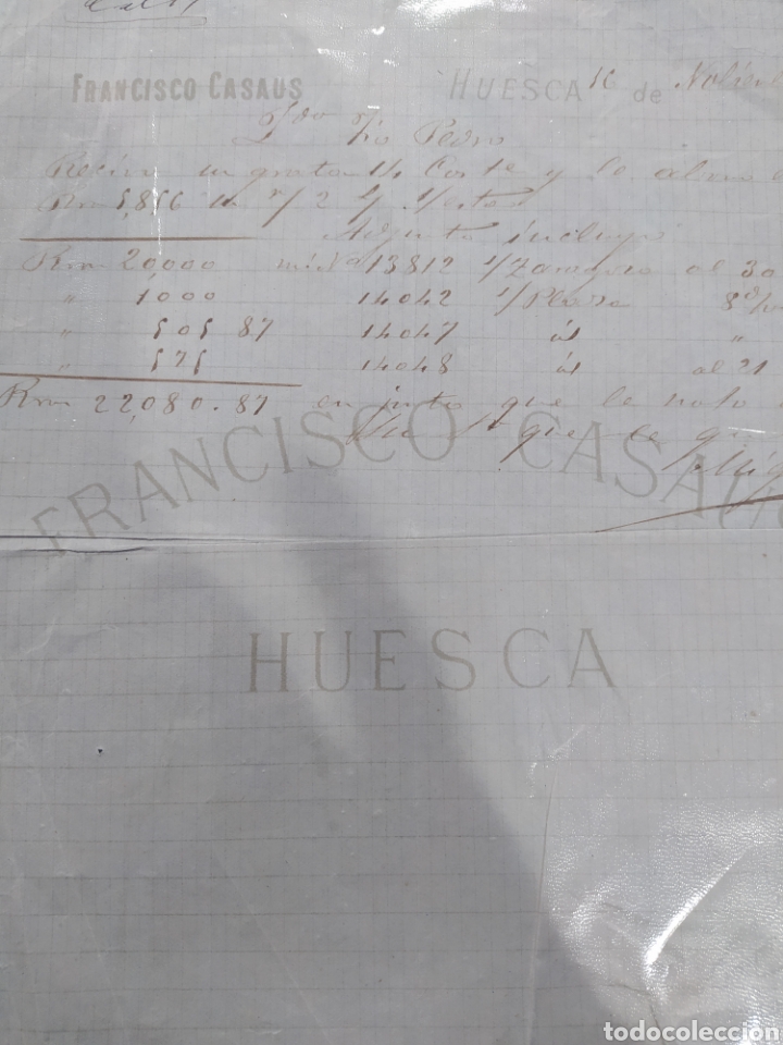 Cartas comerciales: Carta comercial Huesca Francisco Casaus 1880