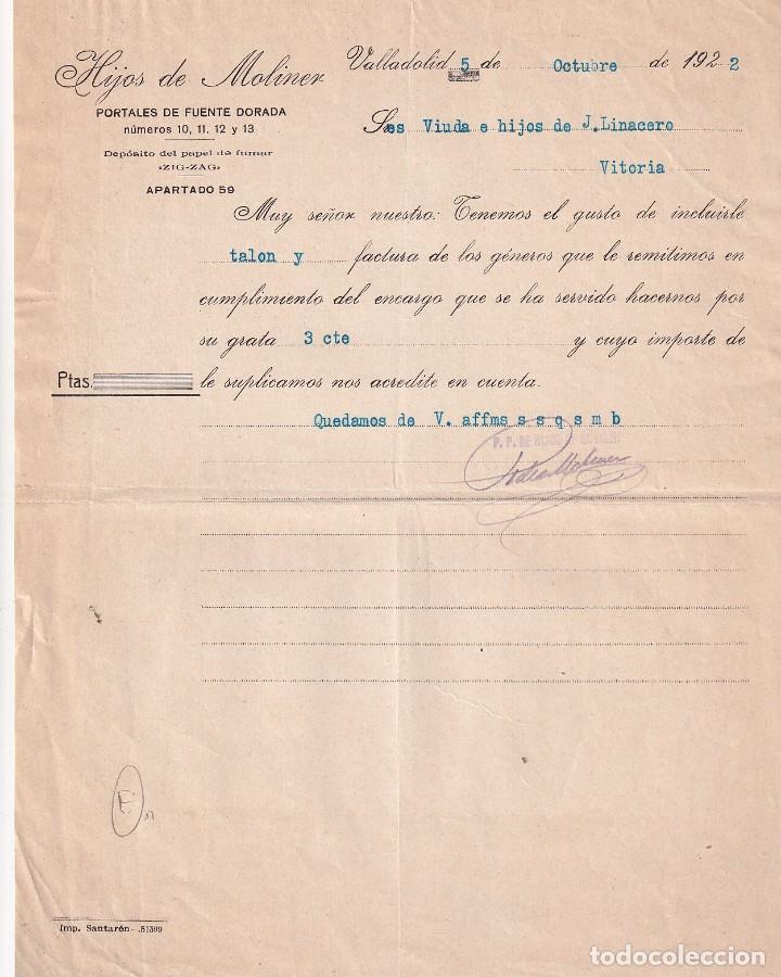 Gesch&auml;ftsbriefe: HIjos de Moliner. Portales de Fuente Dorada Valladolid.
