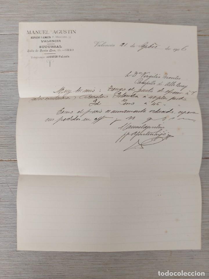 Gesch&auml;ftsbriefe: ANTIGUA CARTA COMERCIAL DE 1906 - MANUEL AGUSTIN VALENCIA PLAZA MERCADO Y CALLE SANTA ANA - FACTURA