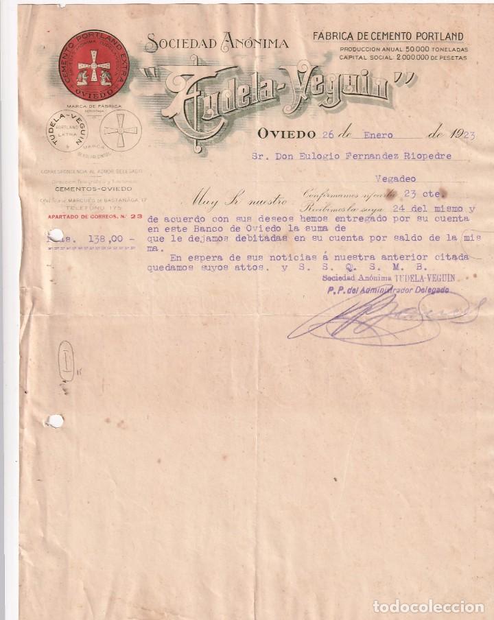 Gesch&auml;ftsbriefe: Sociedad an&oacute;nima. F&aacute;brica de cemento portland. Tudela Vegu&iacute;n Oviedo. Asturias. Firma