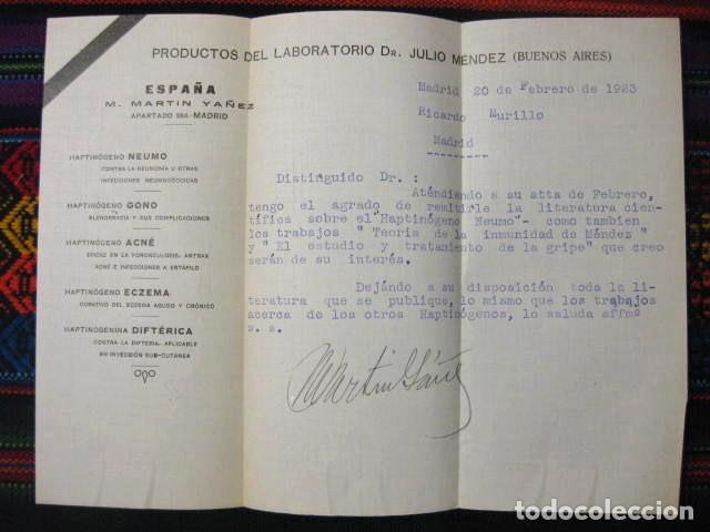 Gesch&auml;ftsbriefe: Carta comercial publicitaria farmac&eacute;utica Laboratorio Dr. Julio M&eacute;ndez (Buenos Aires) 1923 Argentina