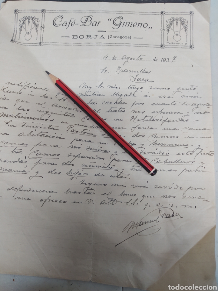 Commercial Letters: Borja Zaragoza Caf&eacute; Bar Gimeno 1939