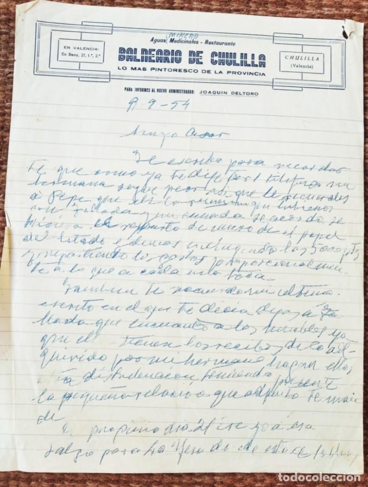 Commercial Letters: CHULILLA - CARTA COMERCIAL BALNEARIO DE CHULILLA 1954