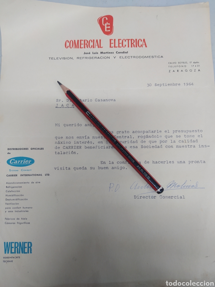 Gesch&auml;ftsbriefe: Comercial el&eacute;ctrica carta televisi&oacute;n refrigeraci&oacute;n y trodomesticos Zaragoza