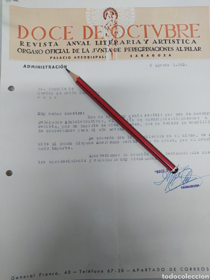 Gesch&auml;ftsbriefe: 12 de octubre revista anual 8 de agosto de 1950 Zaragoza