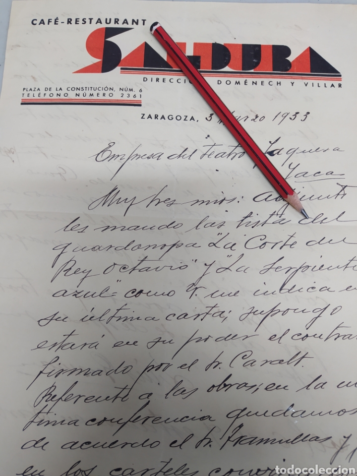 Gesch&auml;ftsbriefe: Caf&eacute; restaurante Salduba Zaragoza