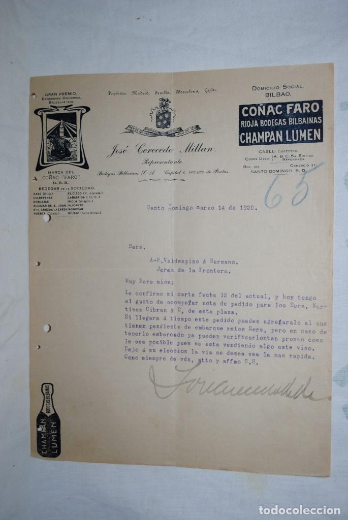 Cartas comerciales: CO&Ntilde;AC FARO , BODEGAS BILBAINAS . - Foto 1