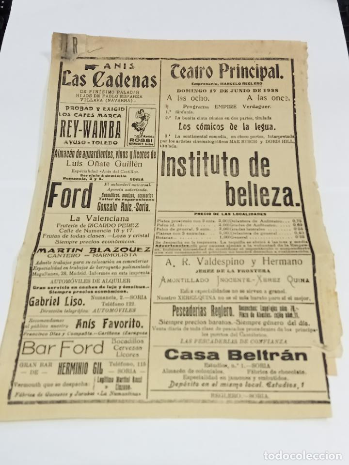 Gesch&auml;ftsbriefe: CARTA COMERCIAL CON PUBLICIDAD DE MUESTRA. TEATRO PRINCIPAL REGLERO. 1928. VER