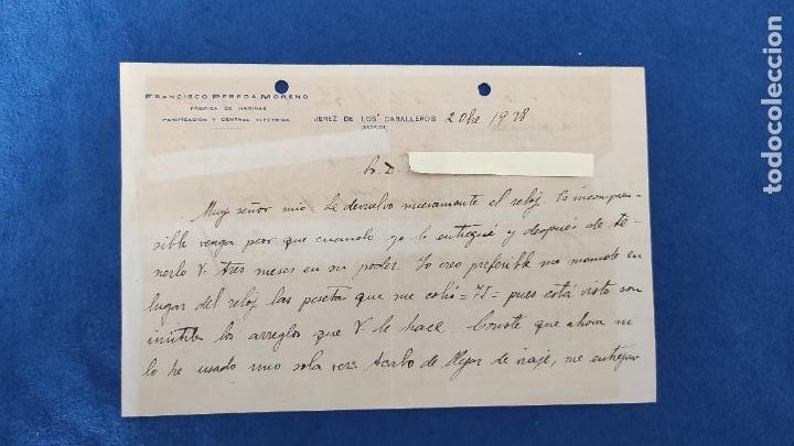 Gesch&auml;ftsbriefe: Carta comercial F. Pereda Moreno : F&aacute;brica de Harinas . Jerez de los Caballeros A&ntilde;o 1928