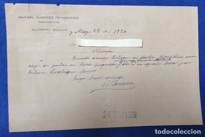 Commercial Letters: Antigua Carta comercial R. Ram&iacute;rez Fern&aacute;ndez ( Farmac&eacute;utico ). Alconchel ( Badajoz ). A&ntilde;o 1926