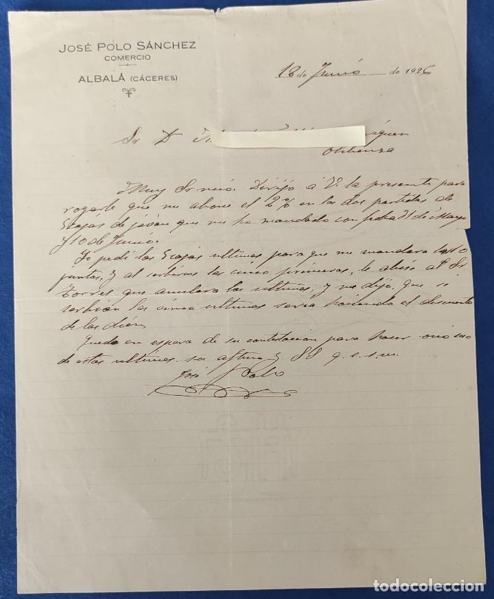 Commercial Letters: Antigua Carta comercial J. Polo S&aacute;nchez . Albal&aacute; ( C&aacute;ceres ) A&ntilde;o 1926