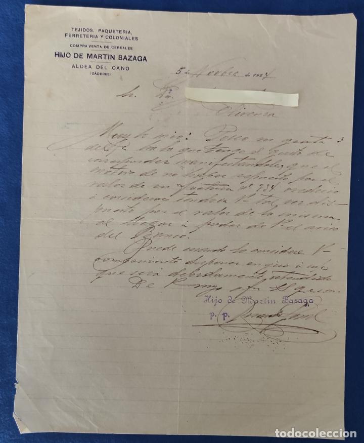 Commercial Letters: Carta comercial Hijo de Mart&iacute;n Bazaga : Coloniales. Aldea del Cano ( C&aacute;ceres ) A&ntilde;os 1924