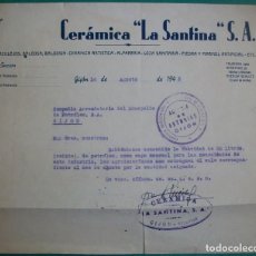 Cartas comerciales: CARTA DE CERÁMICA LA SANTINA A CAMPSA. GIJÓN (ASTURIAS). 1943. Lote 321938628