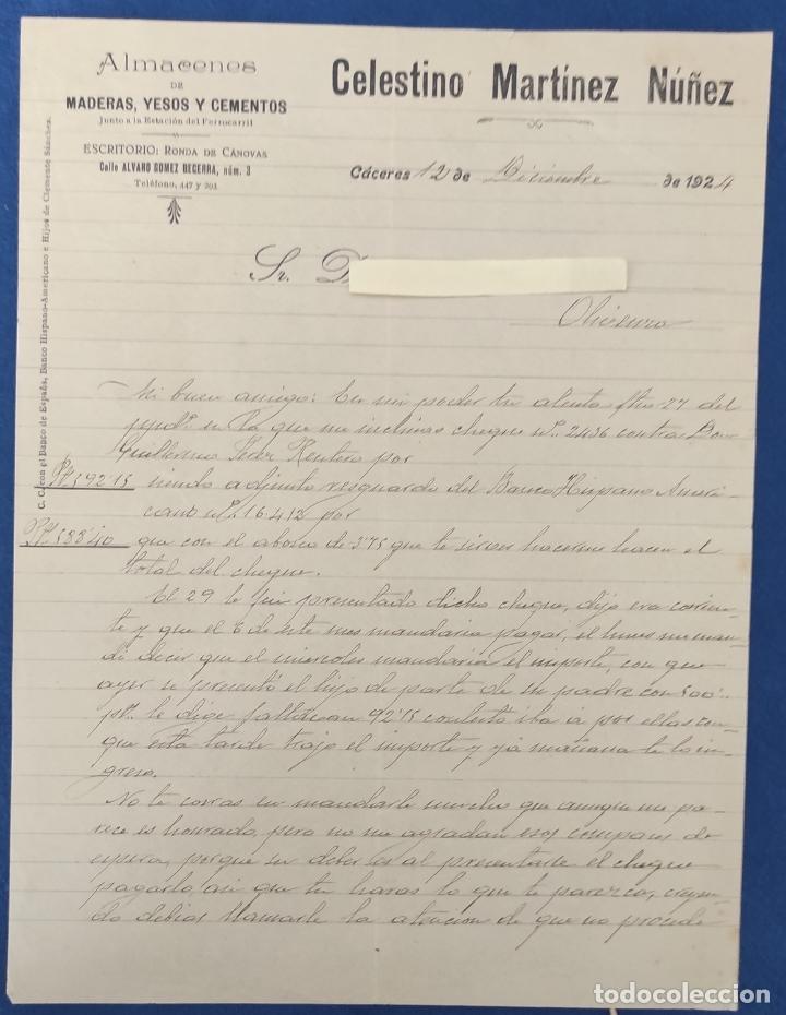 Commercial Letters: Carta comercial Almac&eacute;n Maderas, Yesos y Cementos C. Mart&iacute;nez N&uacute;&ntilde;ez . C&aacute;ceres . A&ntilde;o 1924
