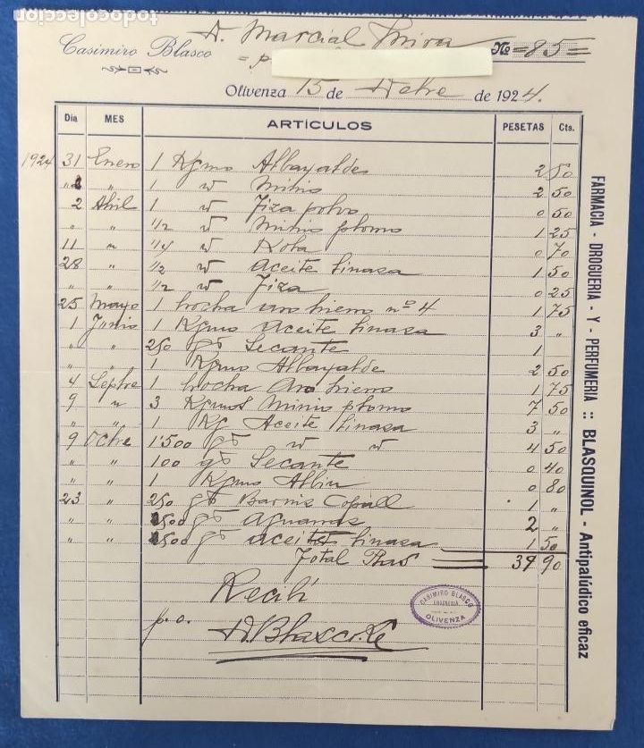Commercial Letters: Carta comercial Casimiro Blasco . Olivenza . A&ntilde;o 1924