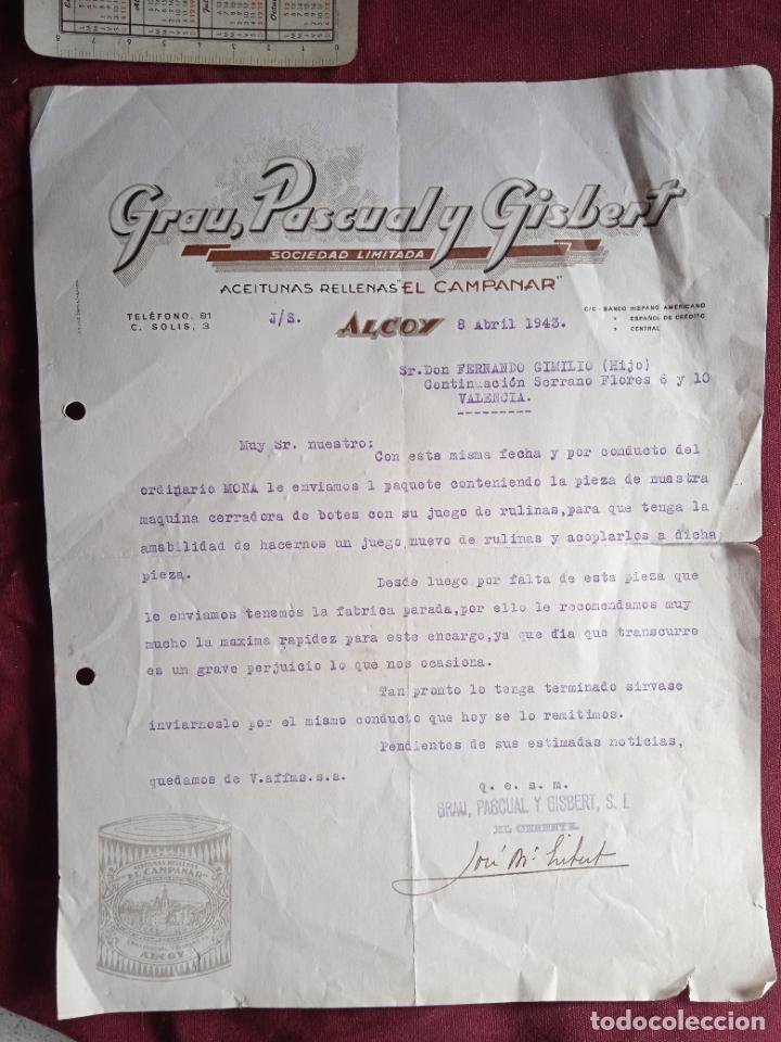Cartas comerciales: Alcoy 1943. Aceitunas rellenas - Foto 1