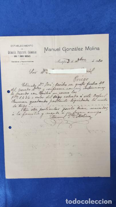 Lettres commerciales: Antigua Carta comercial M Gonz&aacute;lez Molina : Quincalla, Paqueter&iacute;a. Montefr&iacute;o . A&ntilde;o 1920