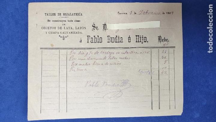 Lettres commerciales: Antigua Carta comercial Taller de Hojalata P. Budia e Hijo . Lucena ( C&oacute;rdoba ) A&ntilde;o 1908
