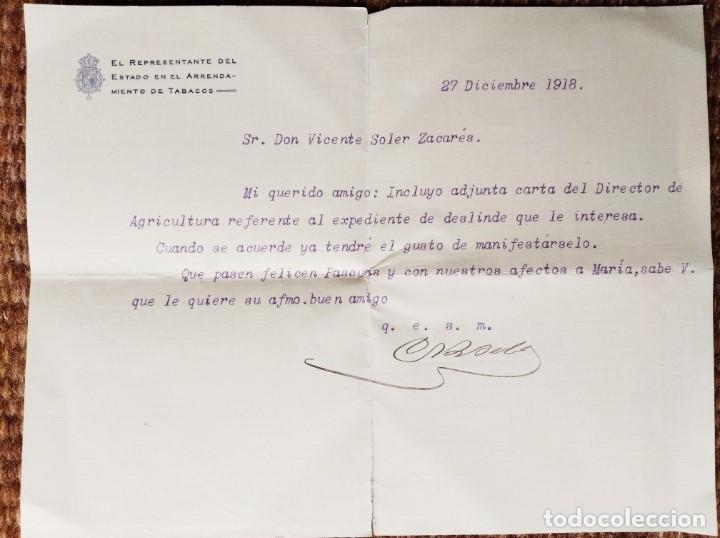 Commercial Letters: CARTA DEL REPRESENTANTE DE ESTADO EN EL ARRENDAMIENTO DE TABACOS - 1918