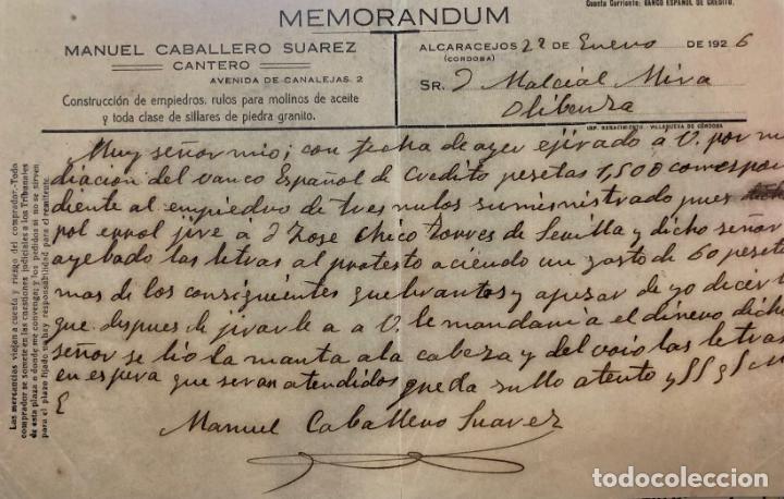 Commercial Letters: Antigua Carta comercial M. Caballero Su&aacute;rez . Alcaracejos ( C&oacute;rdoba ) . A&ntilde;o 1926