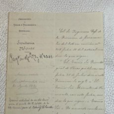 Cartas comerciales: CARTA MANUSCRITA FERROCARRIL DE VALLS A VILANOVA Y LA GELTRU Y BARCELONA 1881. DIRECTOR GENERAL.