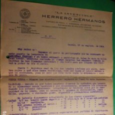 Cartas comerciales: CANDAS ASTURIAS FABRICA DE ESCABECHES VAPORES LA INVENCIBLE HERRERO HERMANOS CARTA COMERCIAL 1924. Lote 324975493