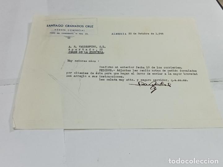 Lettres commerciales: CARTA COMERCIAL. SANTIAGO GRANADOS CRUZ. AGENTE COMERCIAL 1946. ALMERIA