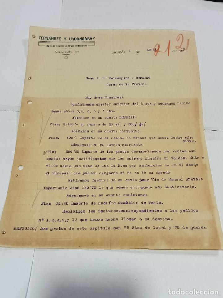 Lettres commerciales: CARTA COMERCIAL. FERN&Aacute;NDEZ Y URDANGARAY. 1923. SEVILLA