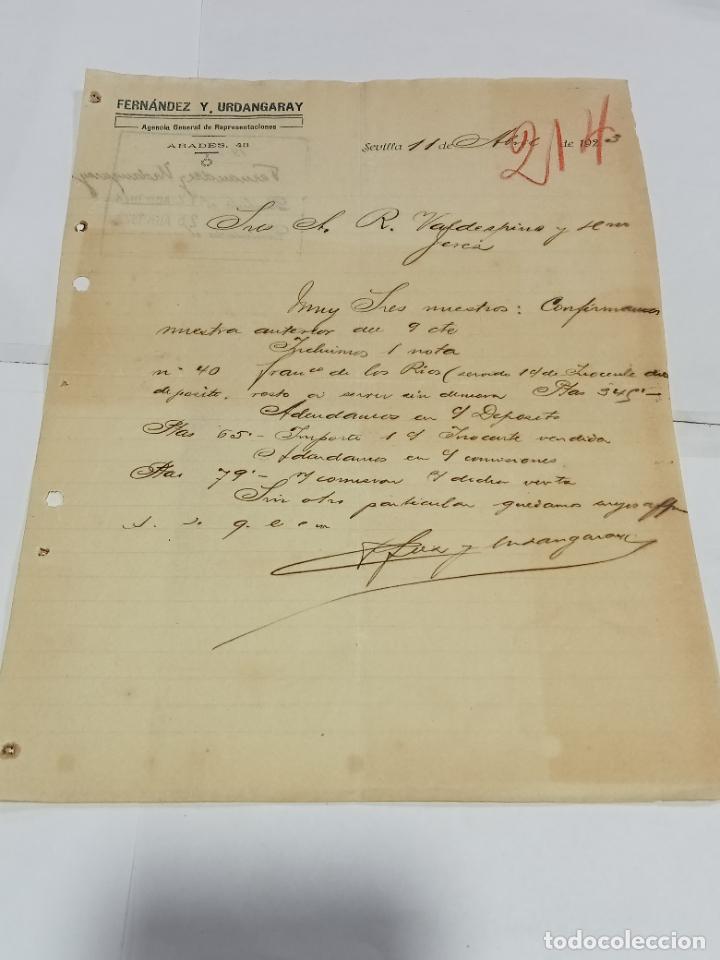 Commercial Letters: CARTA COMERCIAL. FERN&Aacute;NDEZ Y URDANGARAY. 1923. SEVILLA