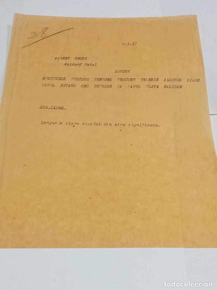 Lettres commerciales: CARTA COMERCIAL. ALBERT GROSS. WALDORF HOTEL. 1937. LONDRES. VER