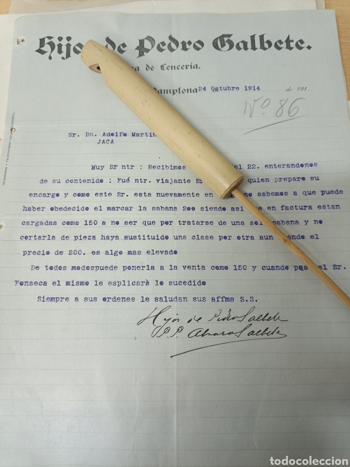 Commercial Letters: Hijos de Pedro gallaguet f&aacute;brica lencer&iacute;a Pamplona 1914