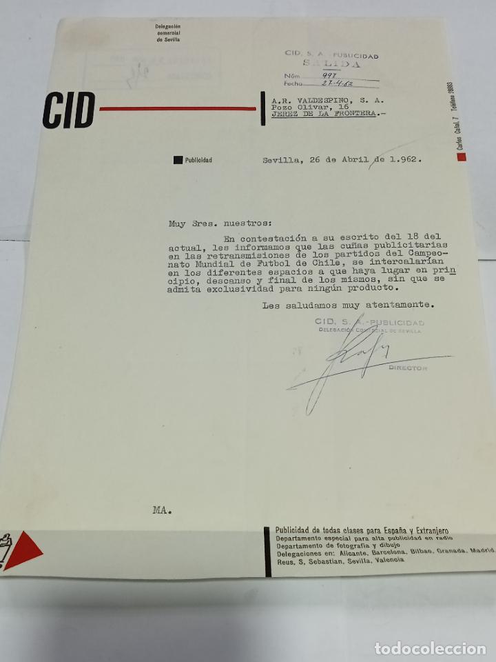 Lettres commerciales: CARTA COMERCIAL. PUBLICIDAD CID. SEVILLA. 1962