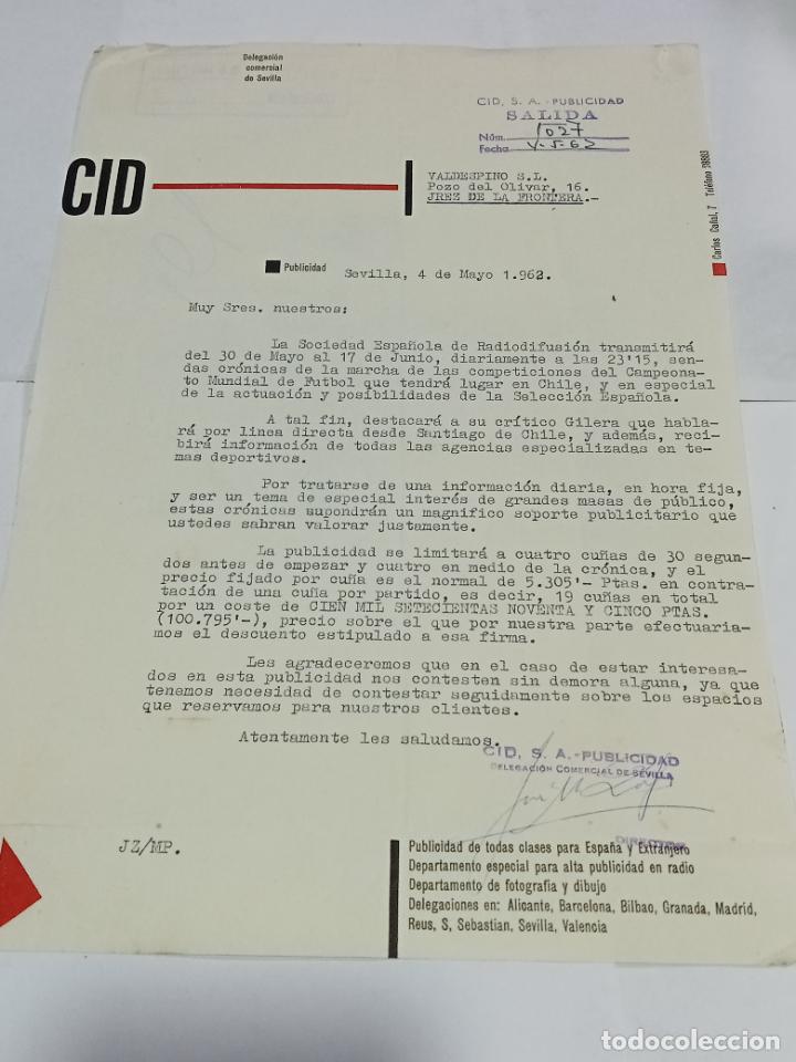 Lettres commerciales: CARTA COMERCIAL. PUBLICIDAD CID. SEVILLA. 1962