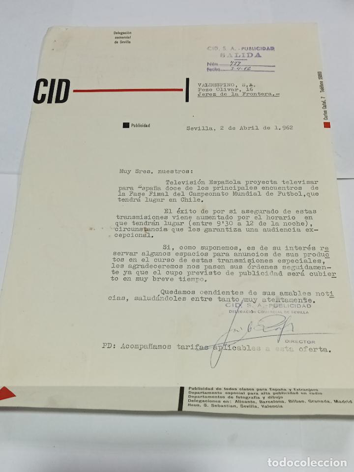 Lettres commerciales: CARTA COMERCIAL. PUBLICIDAD CID. SEVILLA. 1962