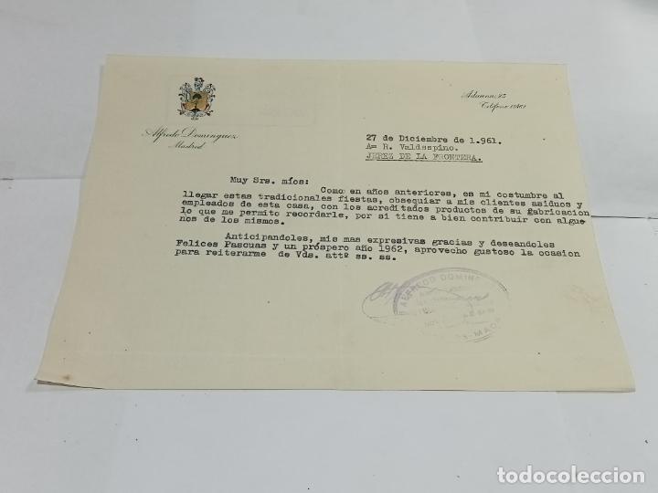 Lettres commerciales: CARTA COMERCIAL. ALFREDO DOM&Iacute;NGUEZ, MADRID. COLONIALES. 1961.
