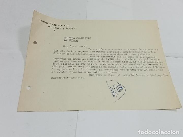 Commercial Letters: CARTA COMERCIAL. FERNANDO BENAVIDES VELEZ. UTRERA, SEVILLA. 1955